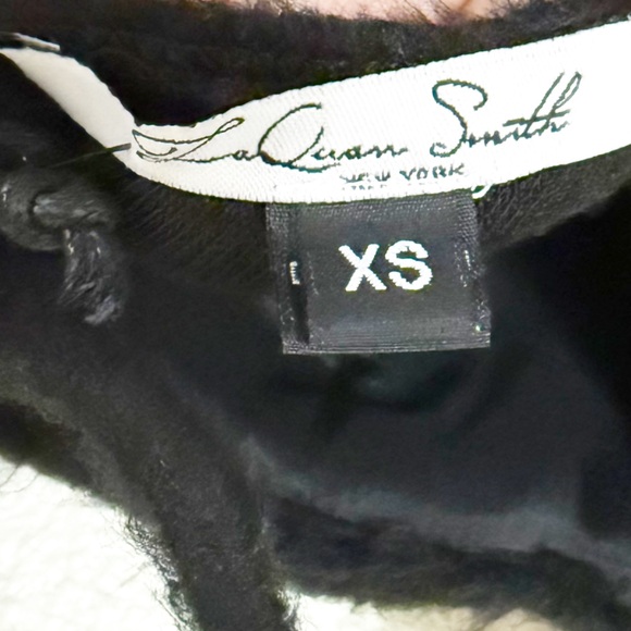 NWT LAQUAN SMITH Halter Tie Long Sleeve Bustier Fuzzy Textured Black Bodysuit XS - Picture 13 of 16